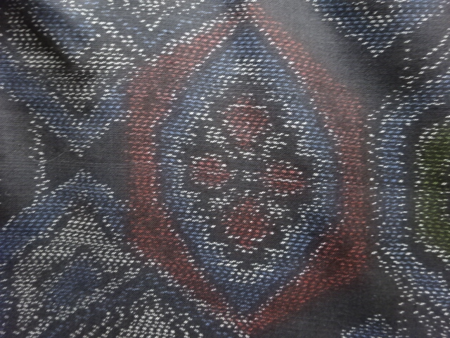 JAPANESE KIMONO / ANTIQUE KIMONO / DORO OSHIMA TSUMUGI / SILK / WOVEN KIKKO PATTERN